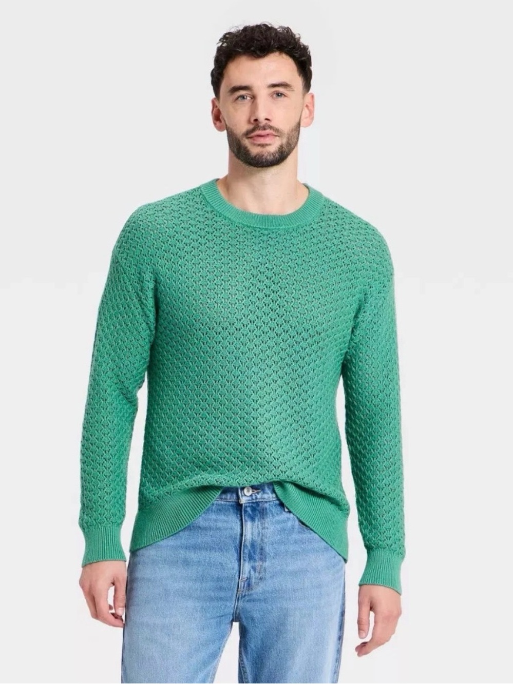 Men Open-Work Crewneck Sweater - Goodfellow & Co